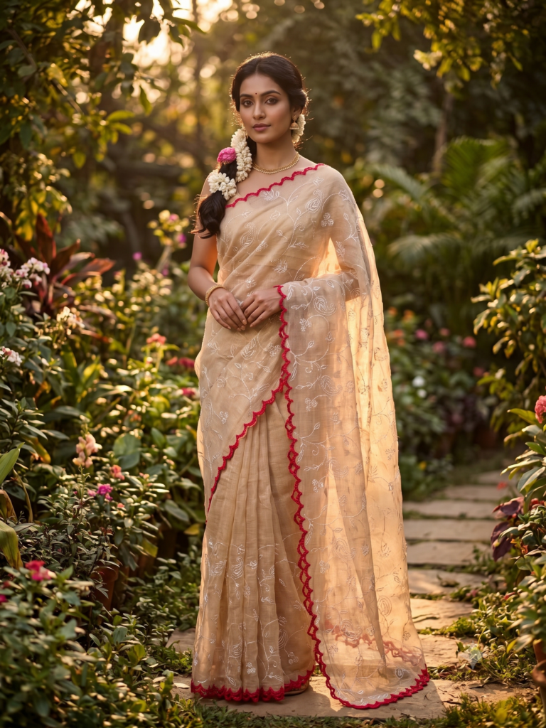 Sand Beige Thread Embroidery