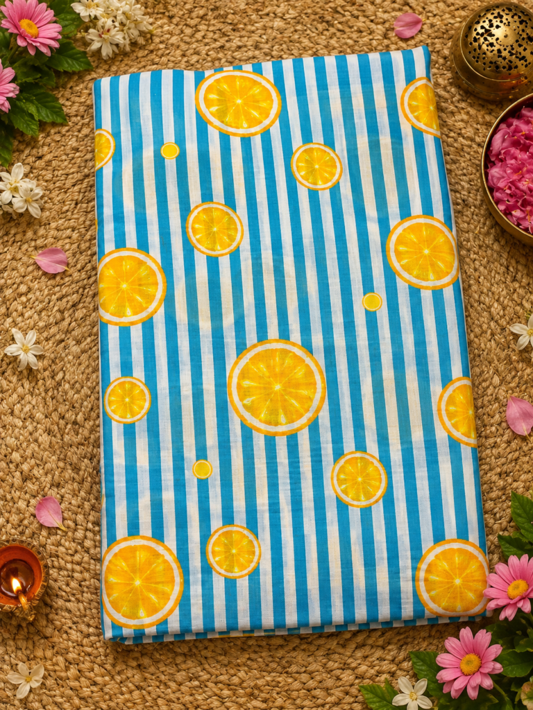 Striped Lemon Saree