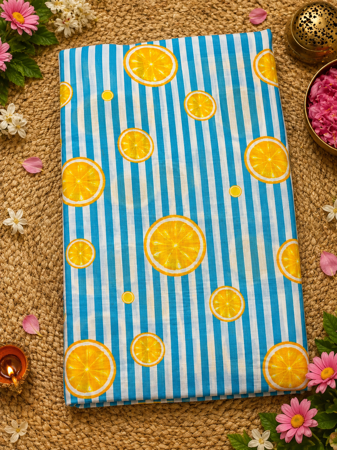 Striped Lemon Saree