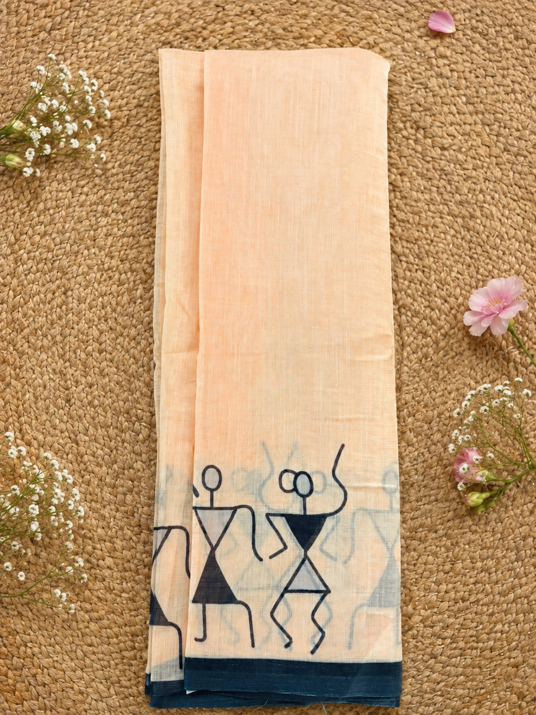 Warli Kala Linen Cotton Saree
