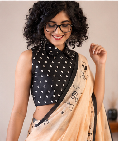 Warli Kala Linen Cotton Saree