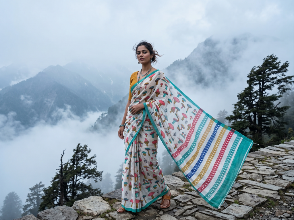 Striped Mutli Colour Mushroom Saree