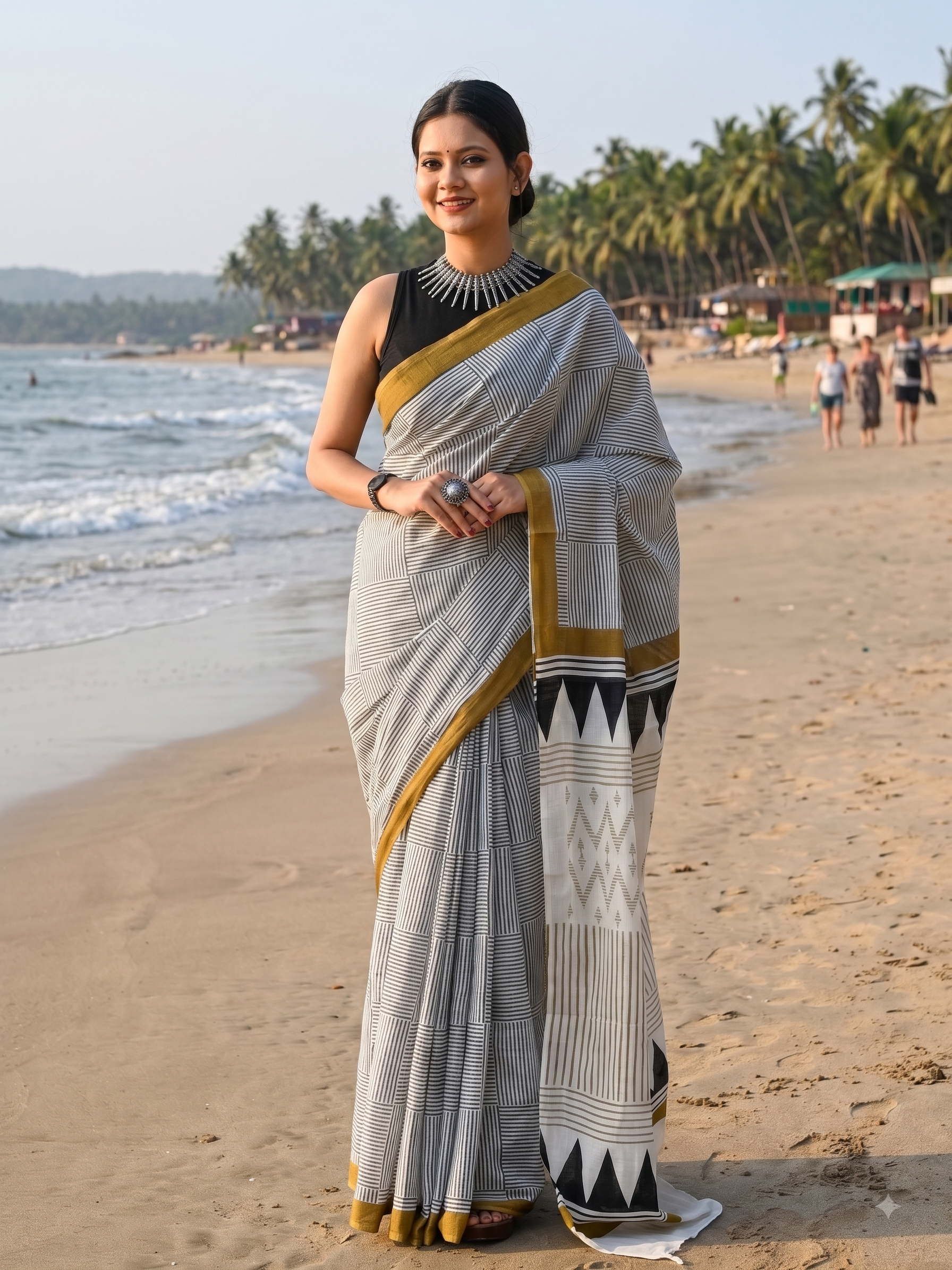 Kala-Rekha Linen Cotton Saree
