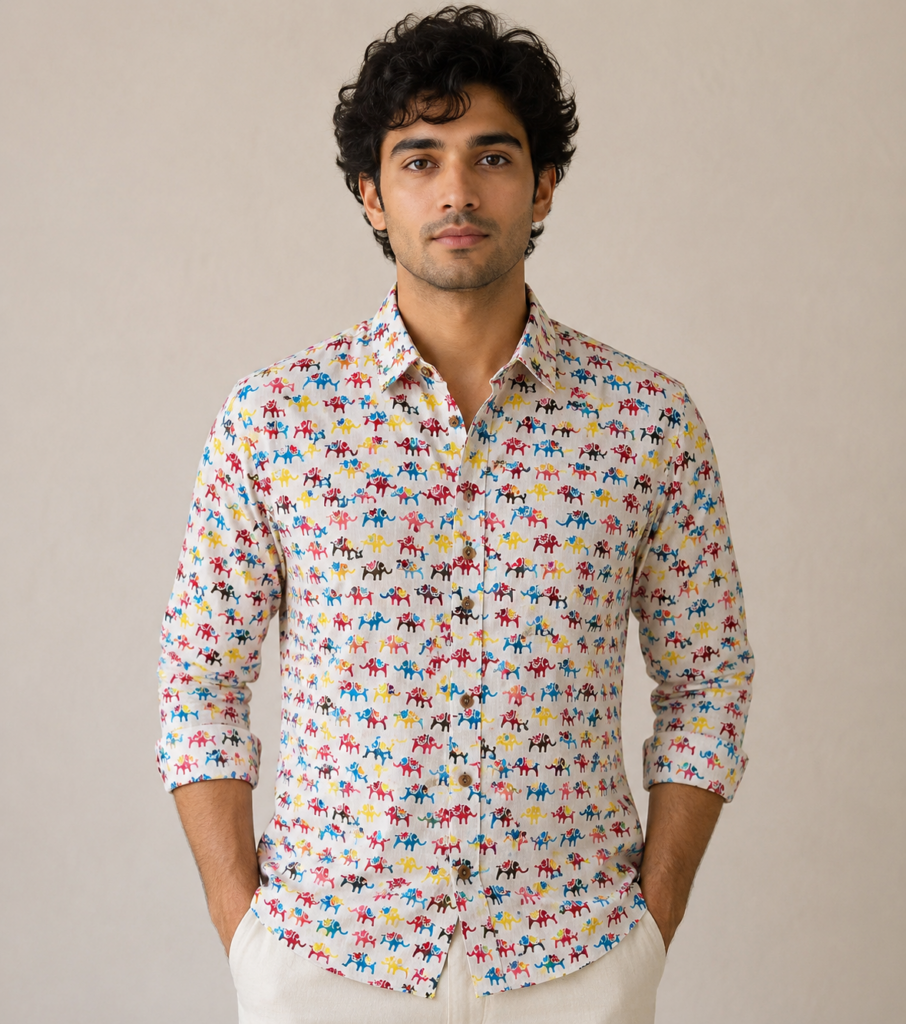 Jaipuri Cotton Mini Elephants Block Print