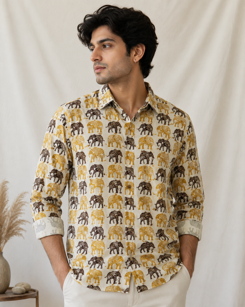 Royal Elephant Jaipuri Cotton Shirt