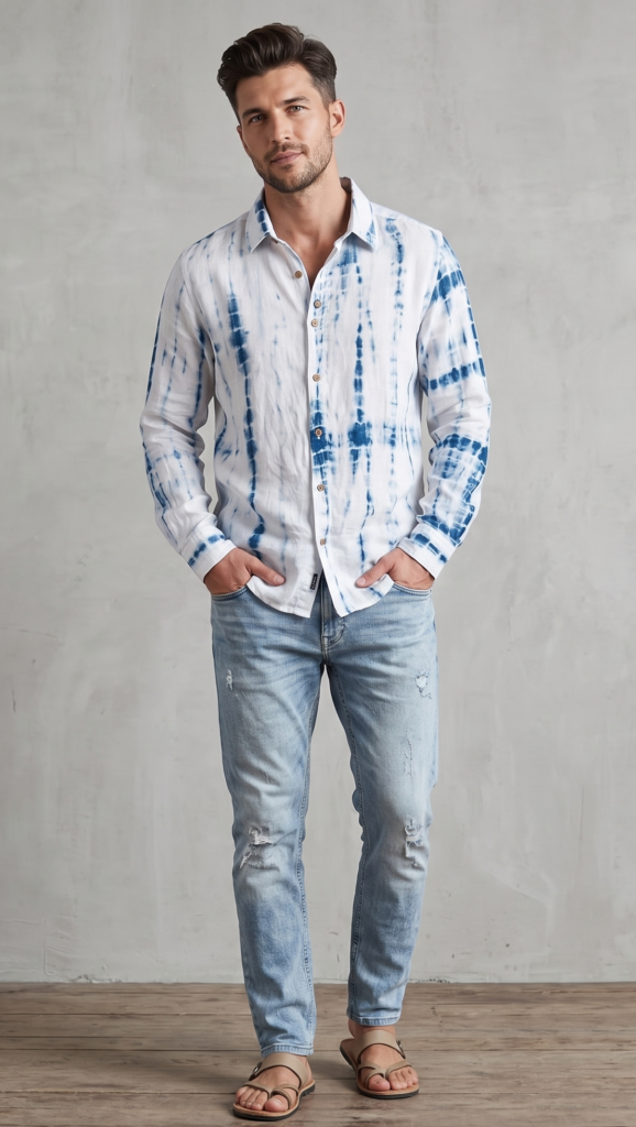 Jaipuri Shibori Tie-Dye Indigo Navy Blue Cotton Shirt