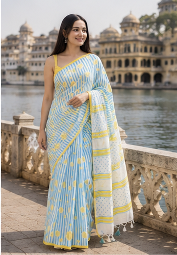 Striped Lemon Saree